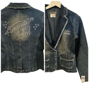 Disney NWT Hollywood studios American Idol jean Denim Jacket S Rhinestones y2k